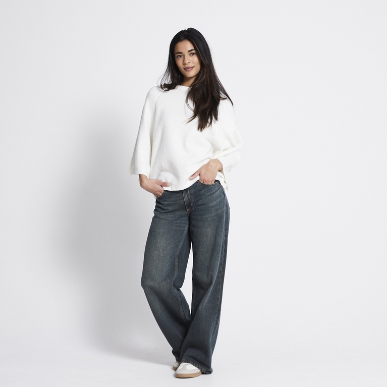 Wide sleeve knit tee "Perla" Off white